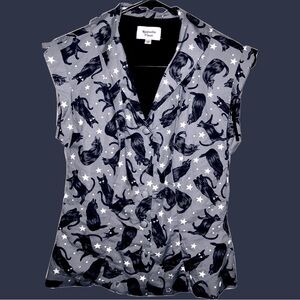 Unique Vintage Cat & Stars Blouse